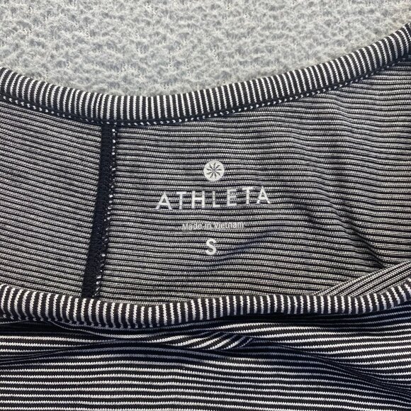 Athleta Womens Shanti Micro Stripe Tank Top Large S Tencel Black White Workout - Picture 3 of 9